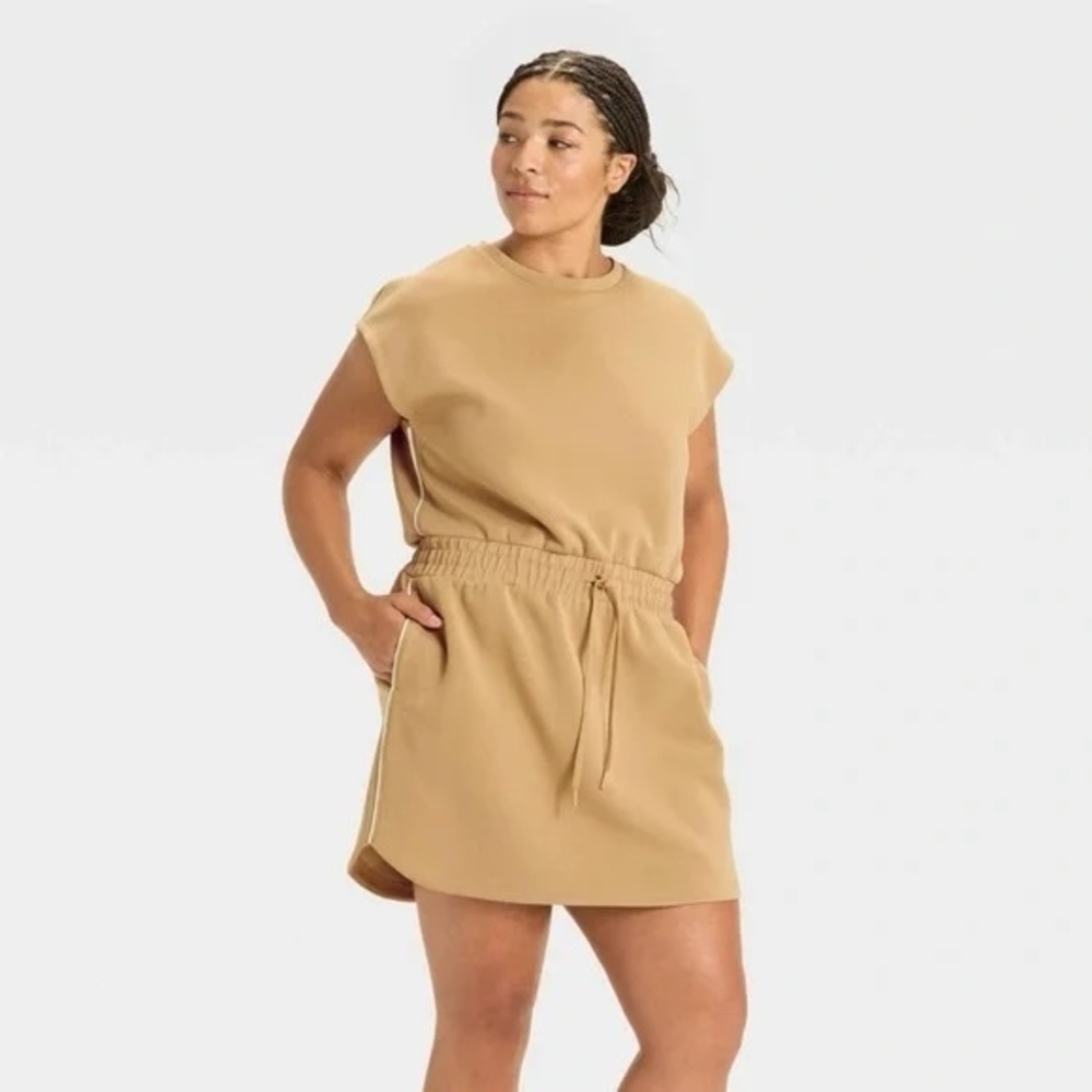 NWT All In Motion Tan Airy Sleek Dress Athleisure Size XS